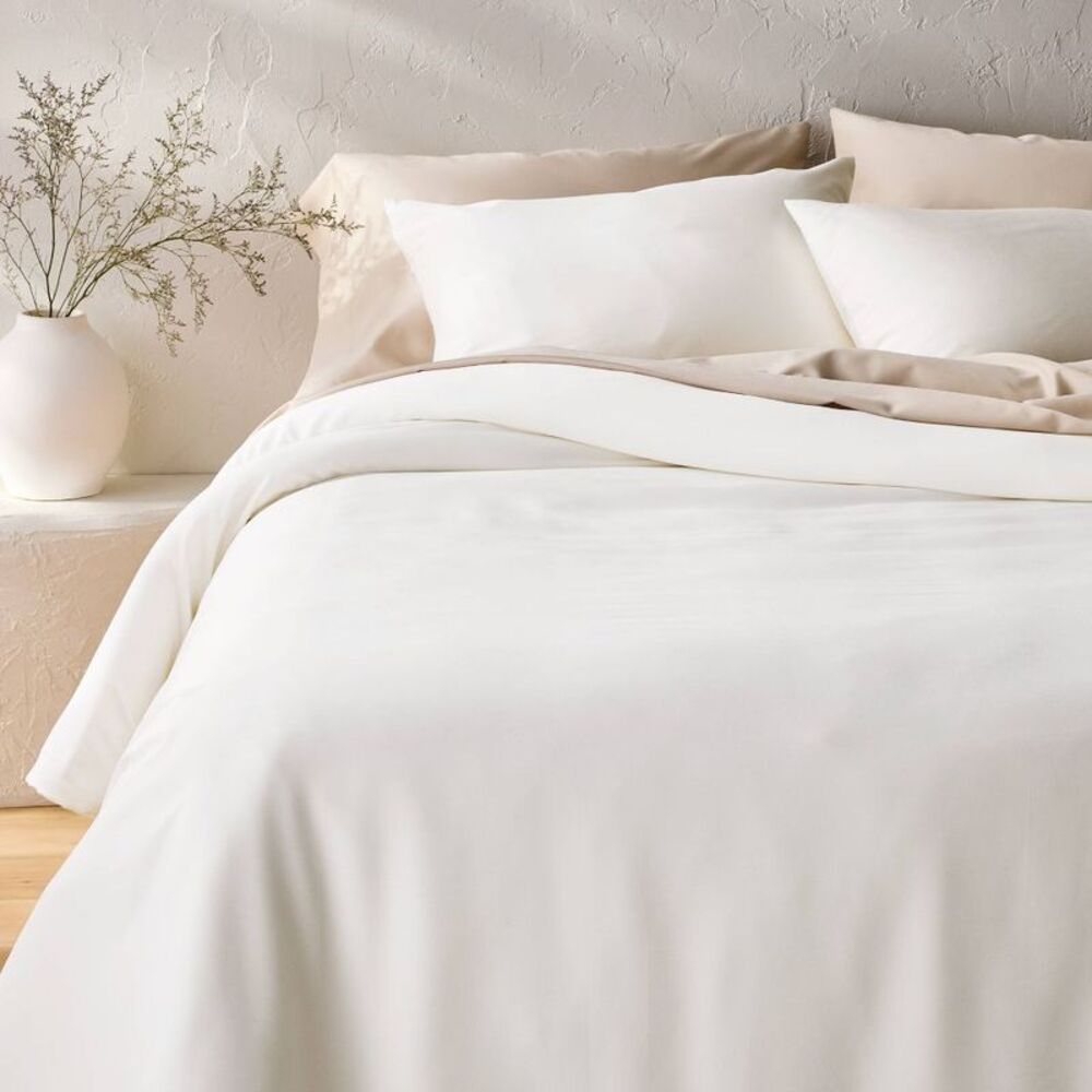 King Rayon from Bamboo Duvet Set White - Casaluna